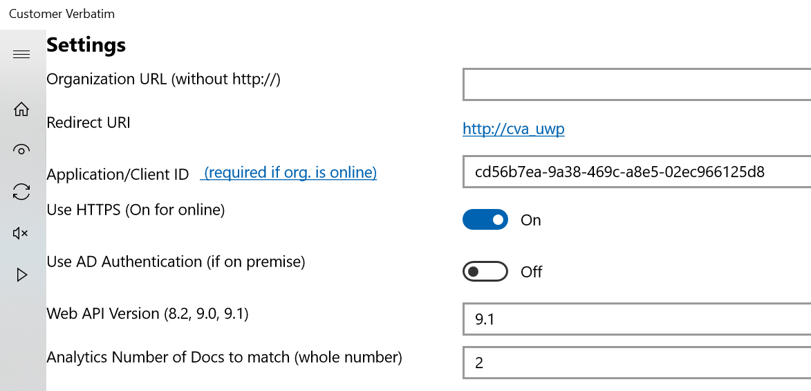 Customer Verbatim Settings