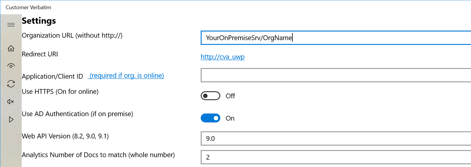 On-premise settings